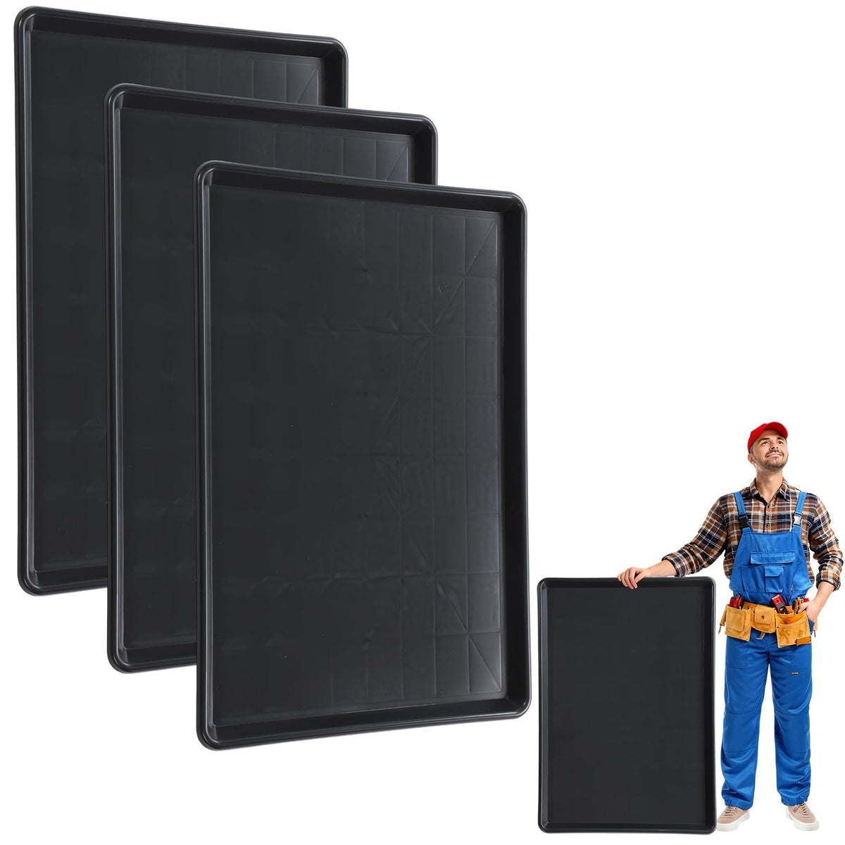 BrightRow front view pack of three pans showing full coverage and easy placement