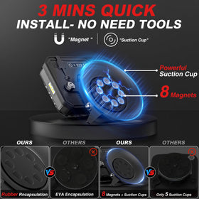 BRIGHTWORLD magnets, suction cups and iron plate showing fast tool-free mounting benefit