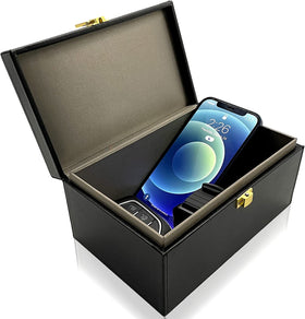 briidea front view of Faraday box showing elegant PU leather protects keys