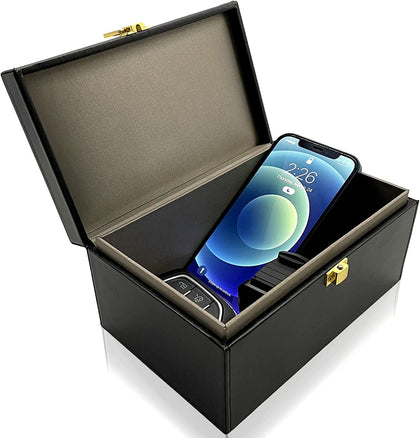 briidea front view of Faraday box showing elegant PU leather protects keys