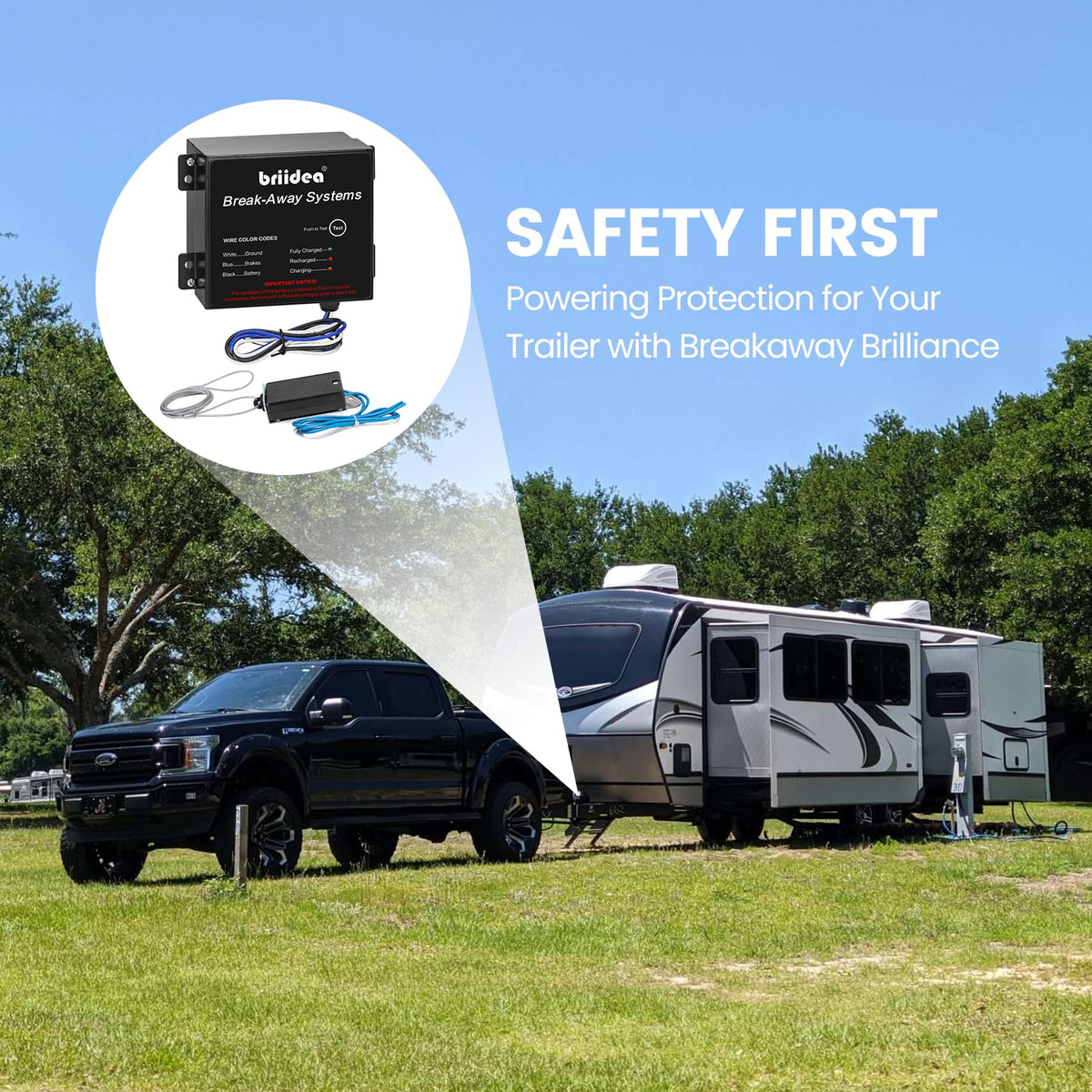 briidea lifestyle RV towing scene demonstrating added towing confidence on the road