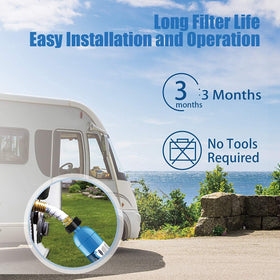 Bringpure size comparison beside a garden hose to show compact scale and easy storage