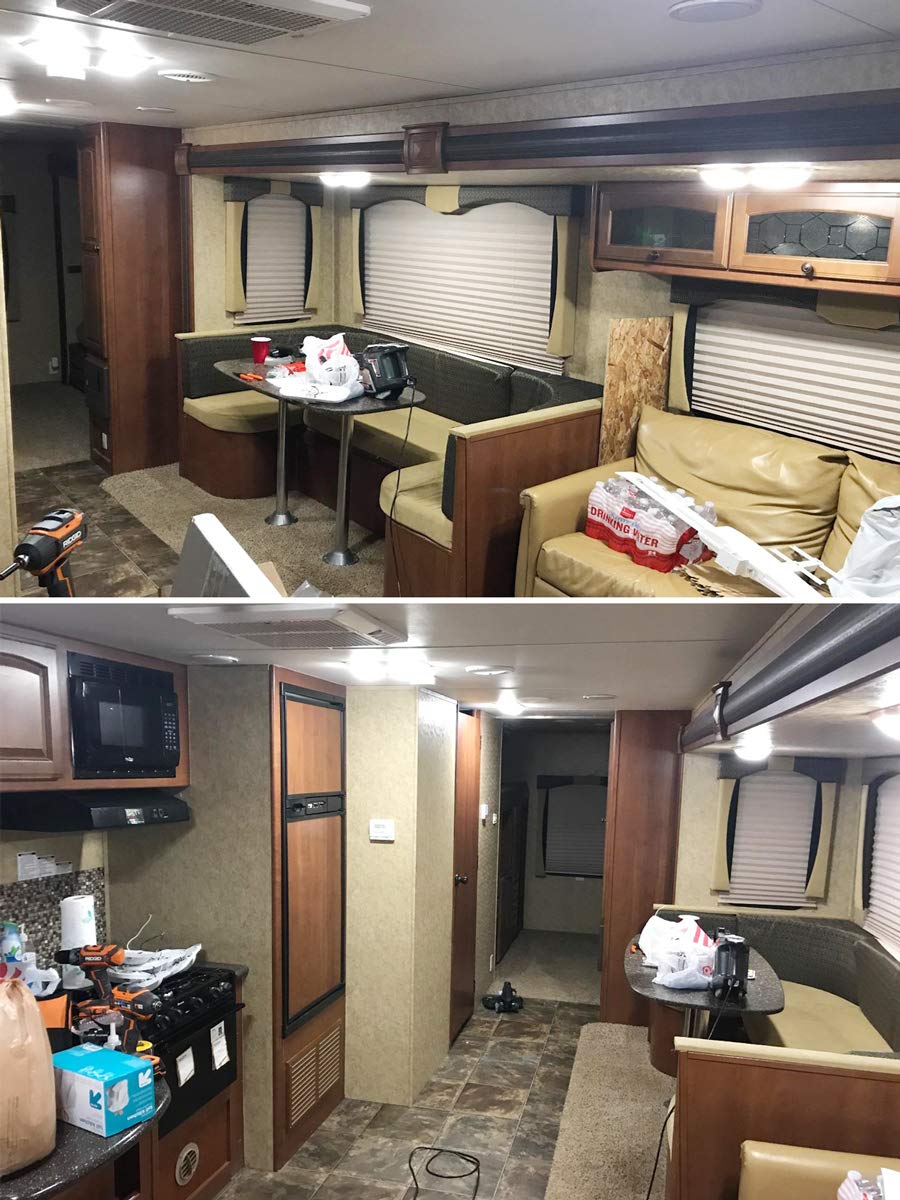 BRISHINE bulb installed in RV dome light showing bright 6000K white improves visibility