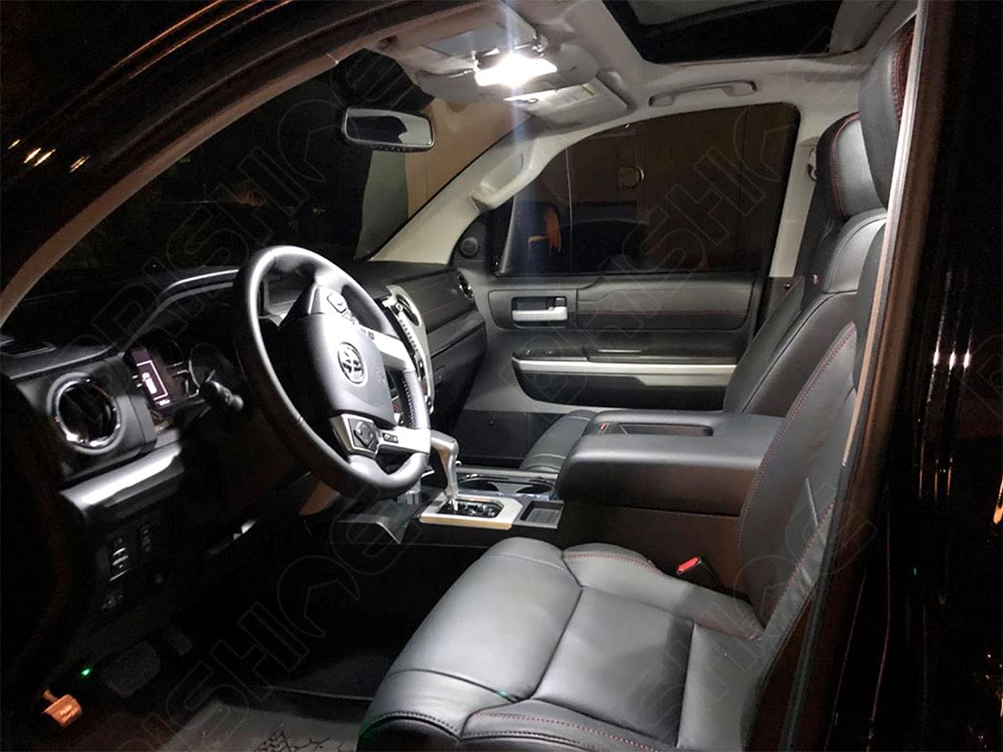 BRISHINE installed dome light in Tundra demonstrating brighter cabin visibility