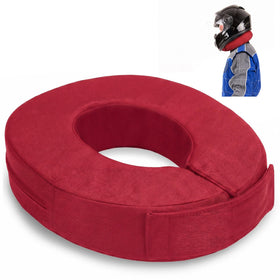Briwooody front view showing red collar and helmet support benefit