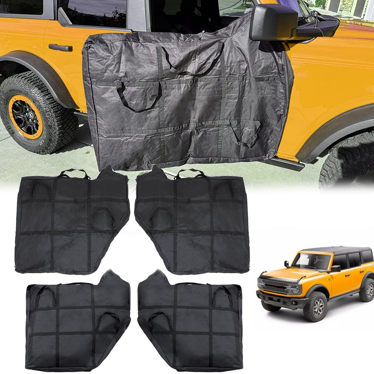 Broaddict front door bag front view protecting paint and preventing scratches
