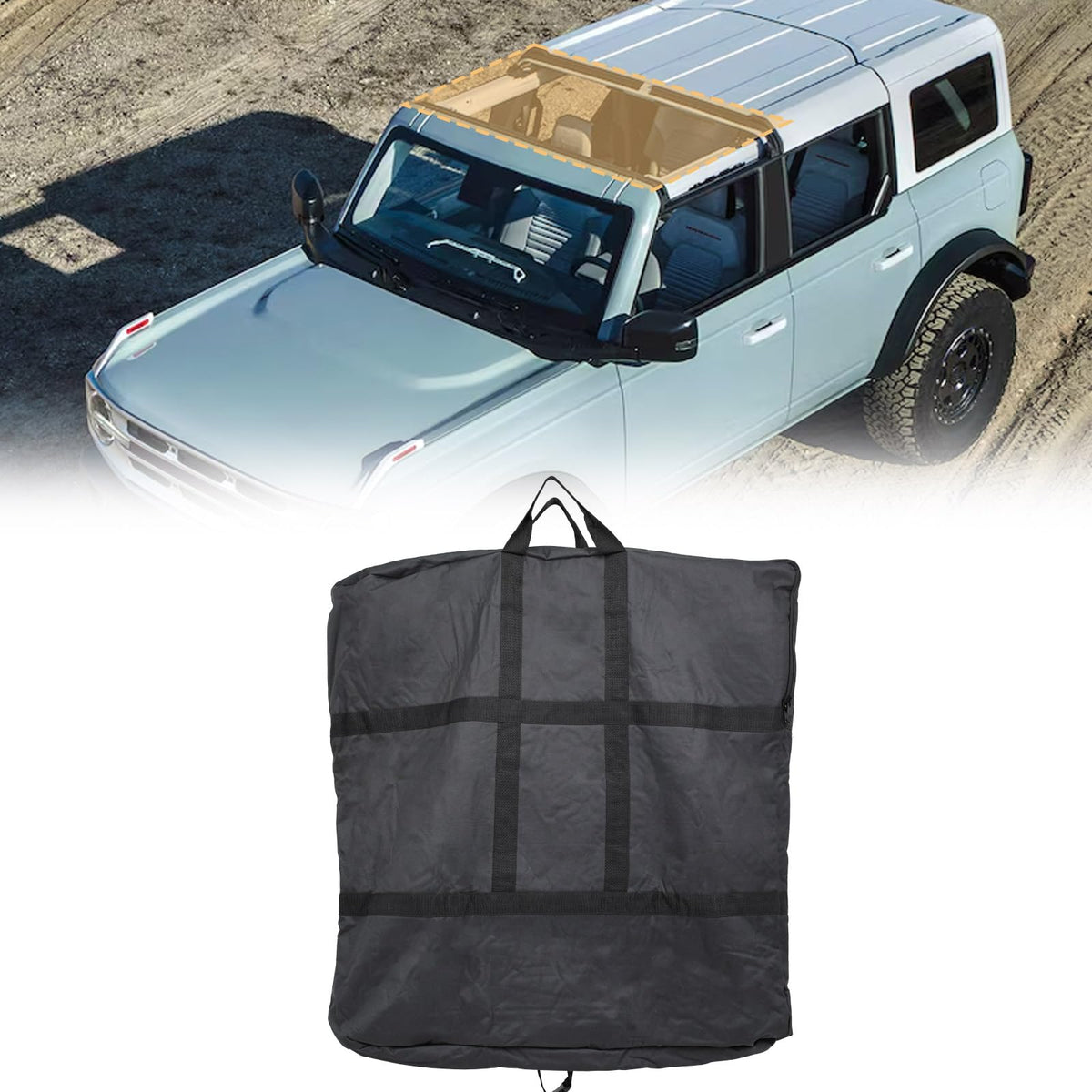 Broaddict bag front view showing closed zipper and protective benefit