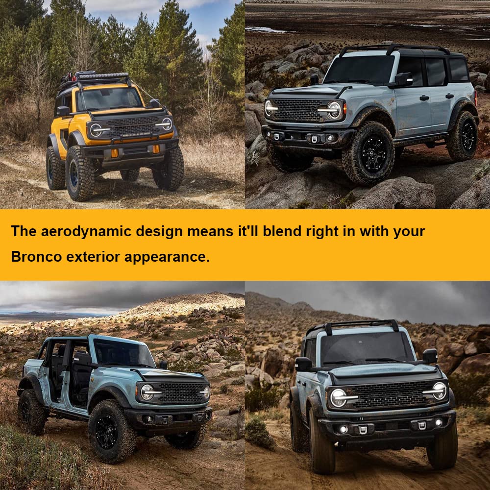 Broaddict on Bronco driving highway showing reduced bug splatter benefit