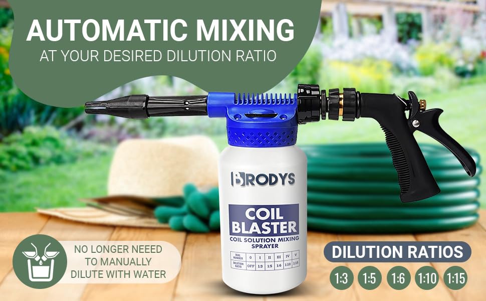 BRODYS Coil Blaster 2-quart bottle visible to reduce refills on long jobs