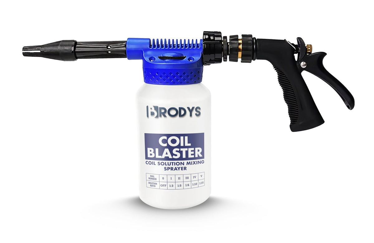 BRODYS Coil Blaster front view showing controls and pump for easy operation