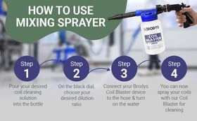 BRODYS Coil Blaster mixing dial closeup for accurate dilution selection