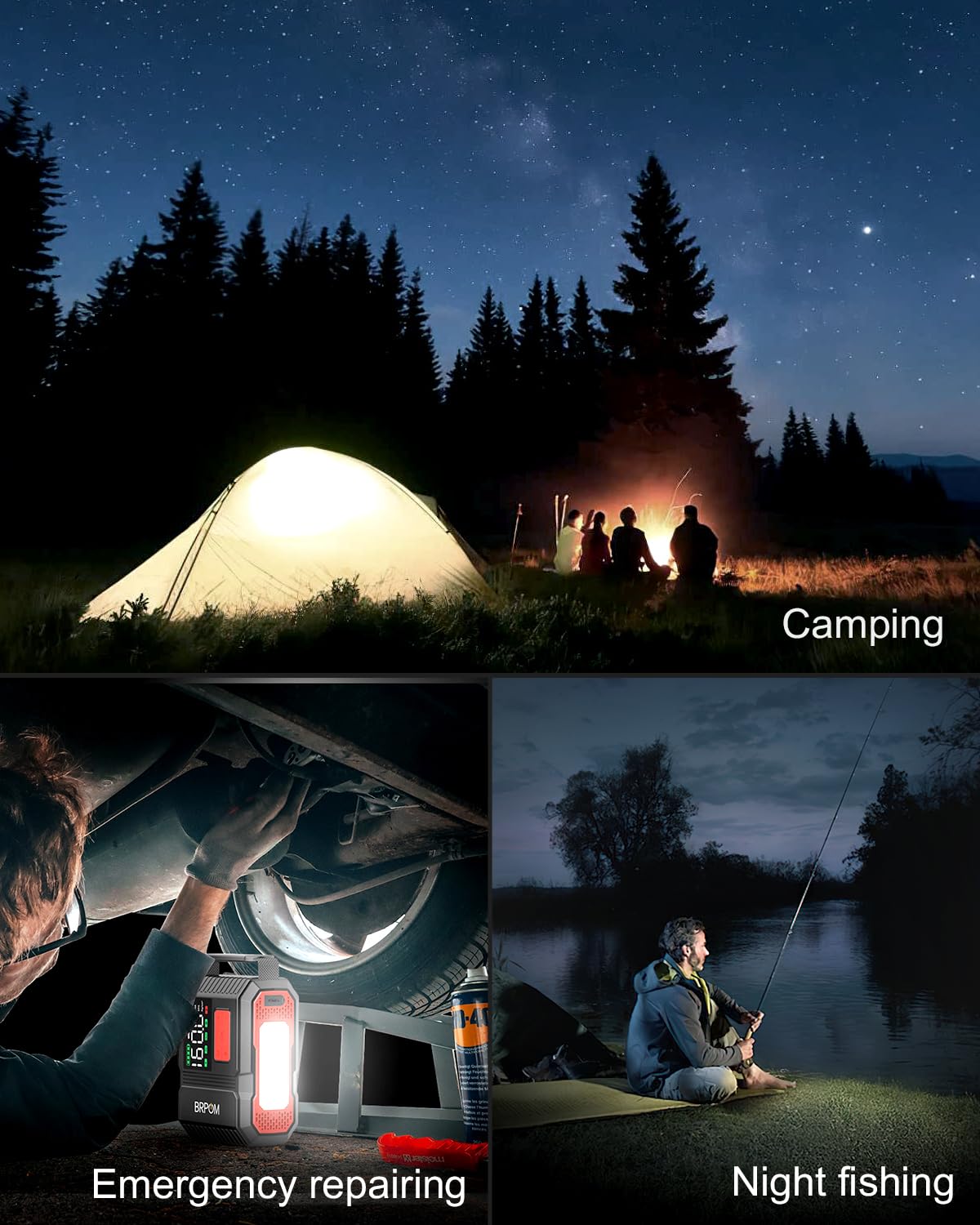BRPOM LED light and retractable handle for visibility and easy carrying