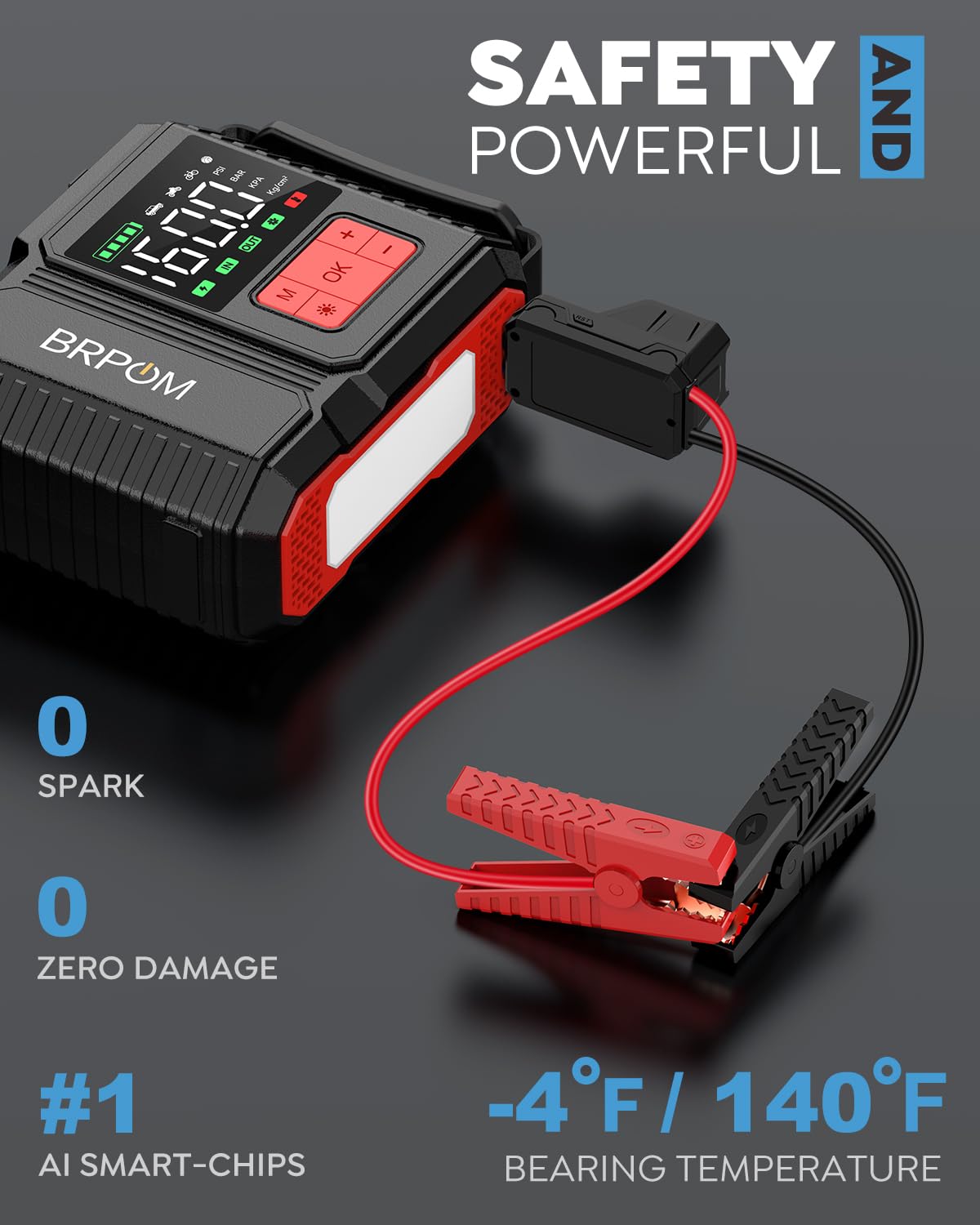 BRPOM unit beside a water bottle showing compact size and portability