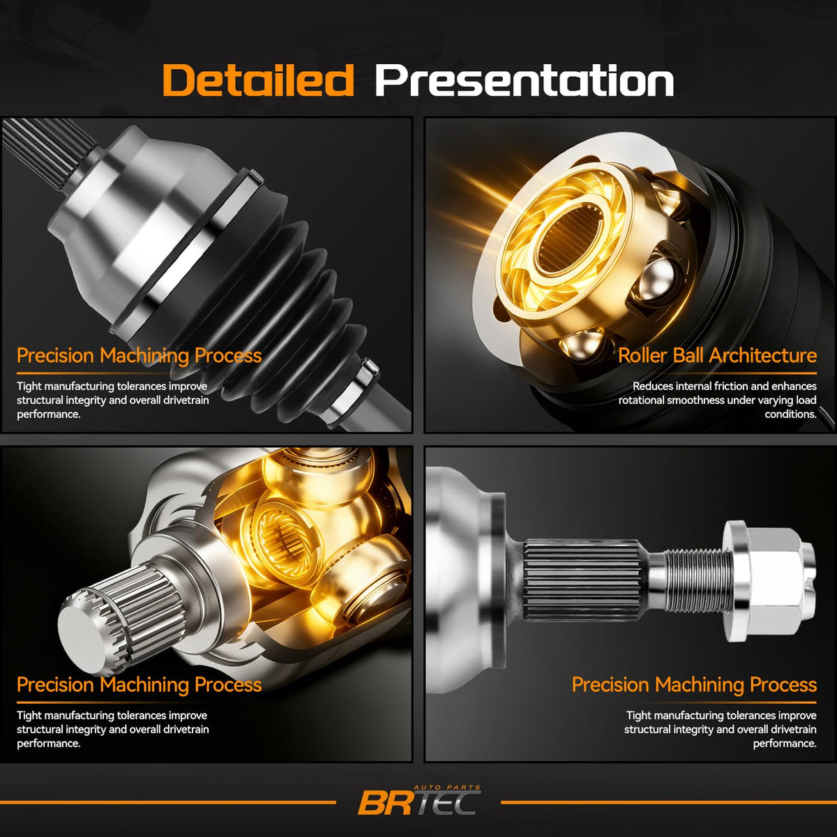 BRTEC spline ends and spindle nut threads showing correct splines and M22x1.5 thread