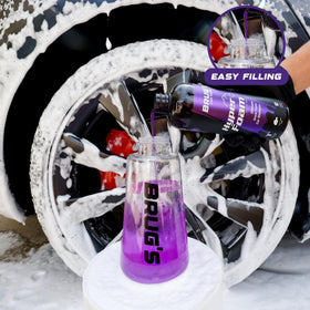 Brug's stainless steel mixing ball inside bottle ensuring even detergent distribution and performance