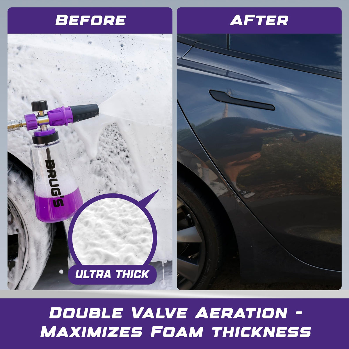 Brug's adjustable nozzle being turned to change spray pattern for targeted foam coverage