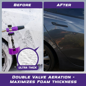 Brug's adjustable nozzle being turned to change spray pattern for targeted foam coverage