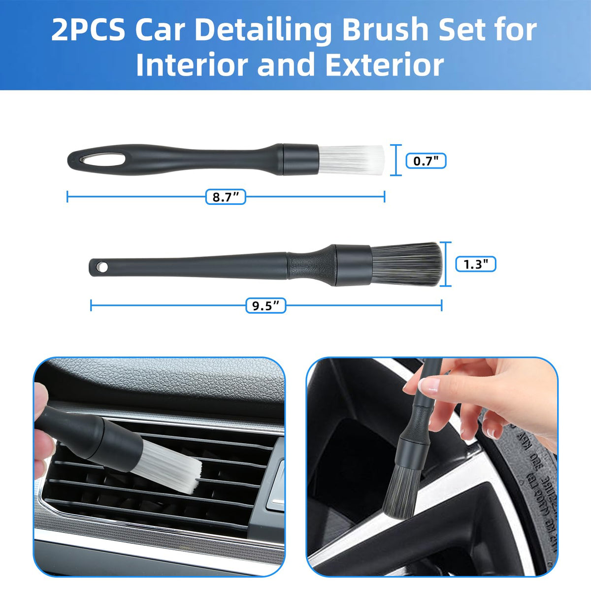 BRUSH FAMILY assortment of detailing brushes for vents, lug nuts, and trim