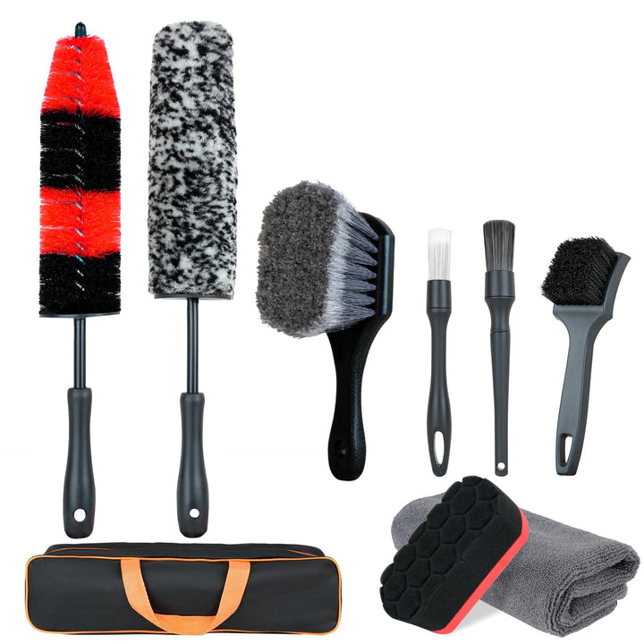 BRUSH FAMILY front packaging showing full 9-piece kit and contents for convenience