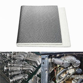 BSTFLEX front view of heat shield sheet showing dimensions and finish protecting components
