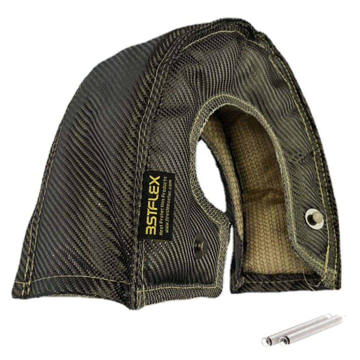 BSTFLEX front view of T3 turbo blanket showing fit and shape, reduces radiant heat