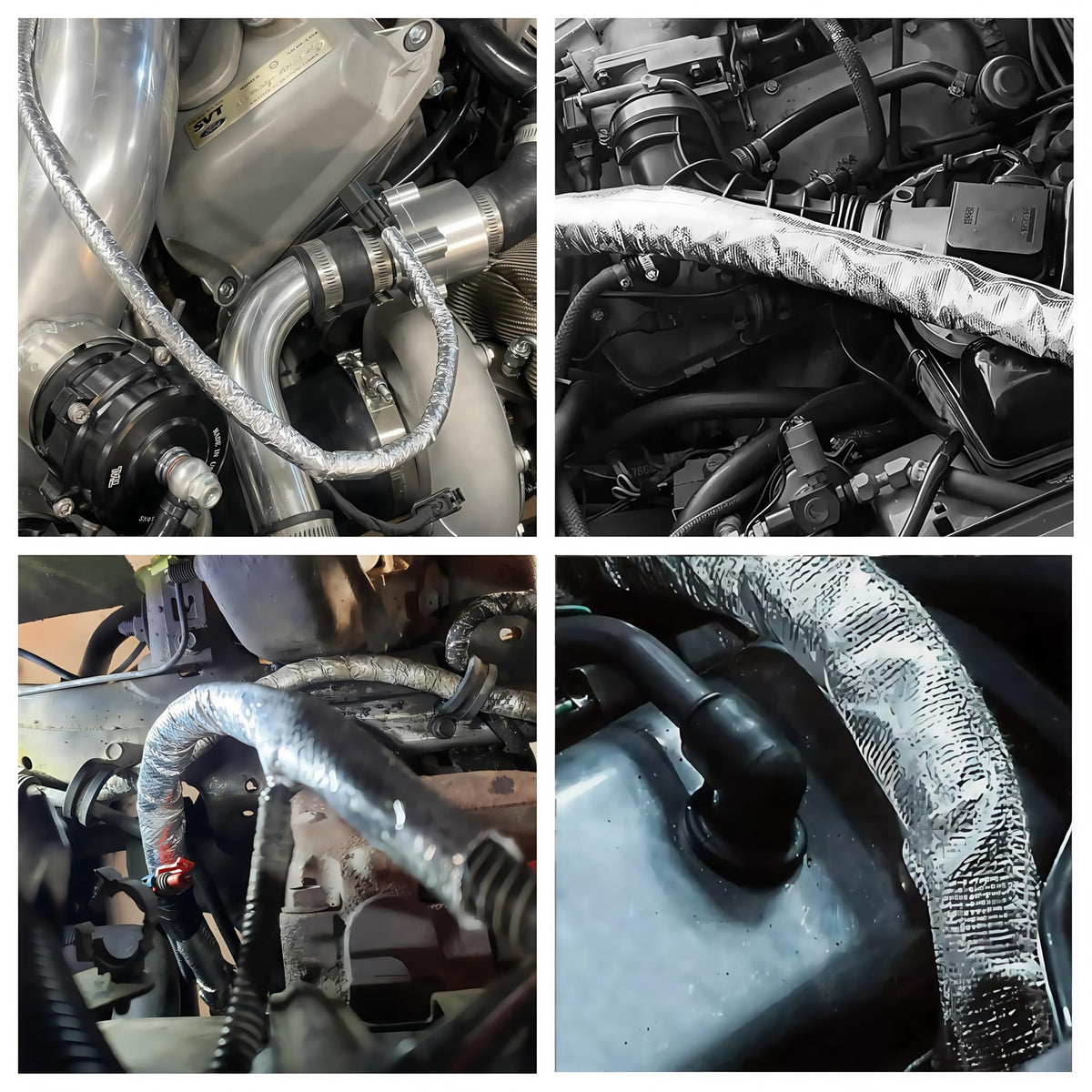 BSTFLEX sleeve installed near exhaust area showing heat shielding benefit for hoses