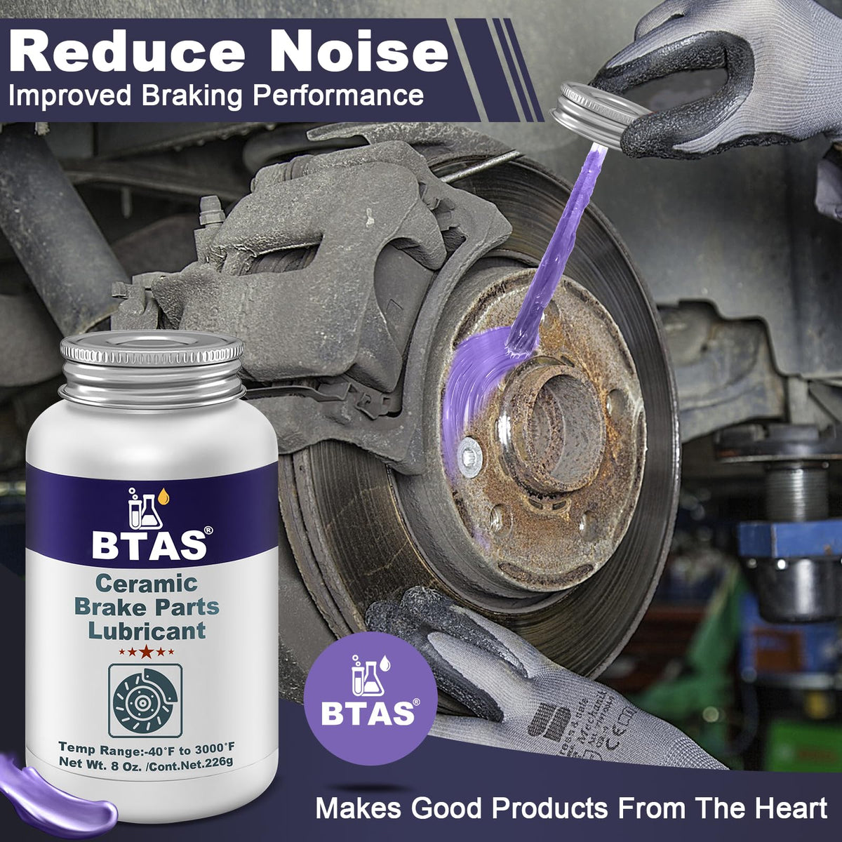 BTAS on pad backing plate contact area, decreases brake noise and vibration