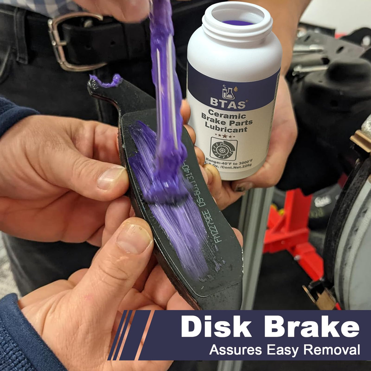 BTAS being applied to a caliper pin, improved sliding and reduced seizing