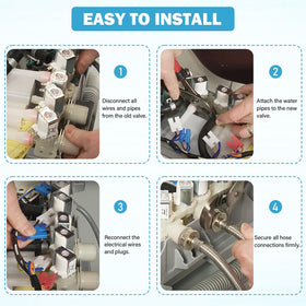 BTNTVEN inlet valve mounted in washer demonstrating direct-fit replacement benefit