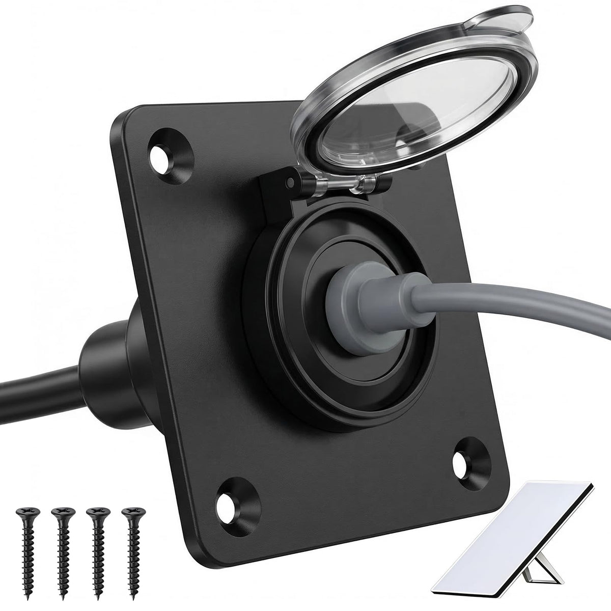 BTOBTYD front view of waterproof passthrough showing sealed panel mount and neat finish