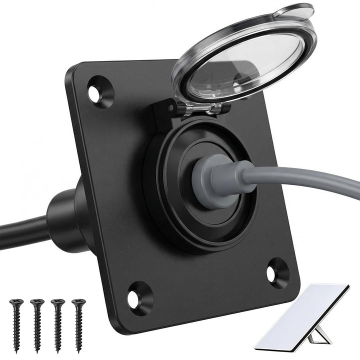 BTOBTYD front view of waterproof passthrough showing sealed panel mount and neat finish