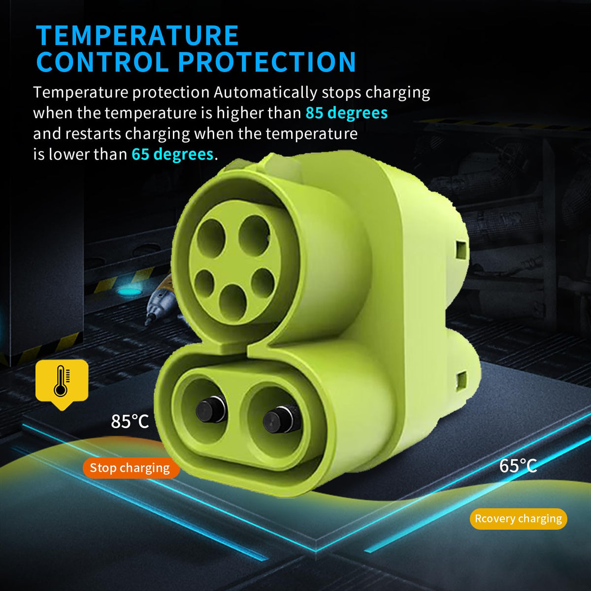 BTUYDTUY adapter connected to a CCS2 vehicle inlet demonstrating cross-standard charging