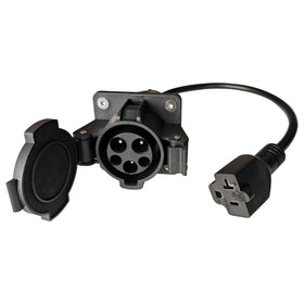 BTUYDTUY adapter front view showing J1772 and NEMA ends for portable charging
