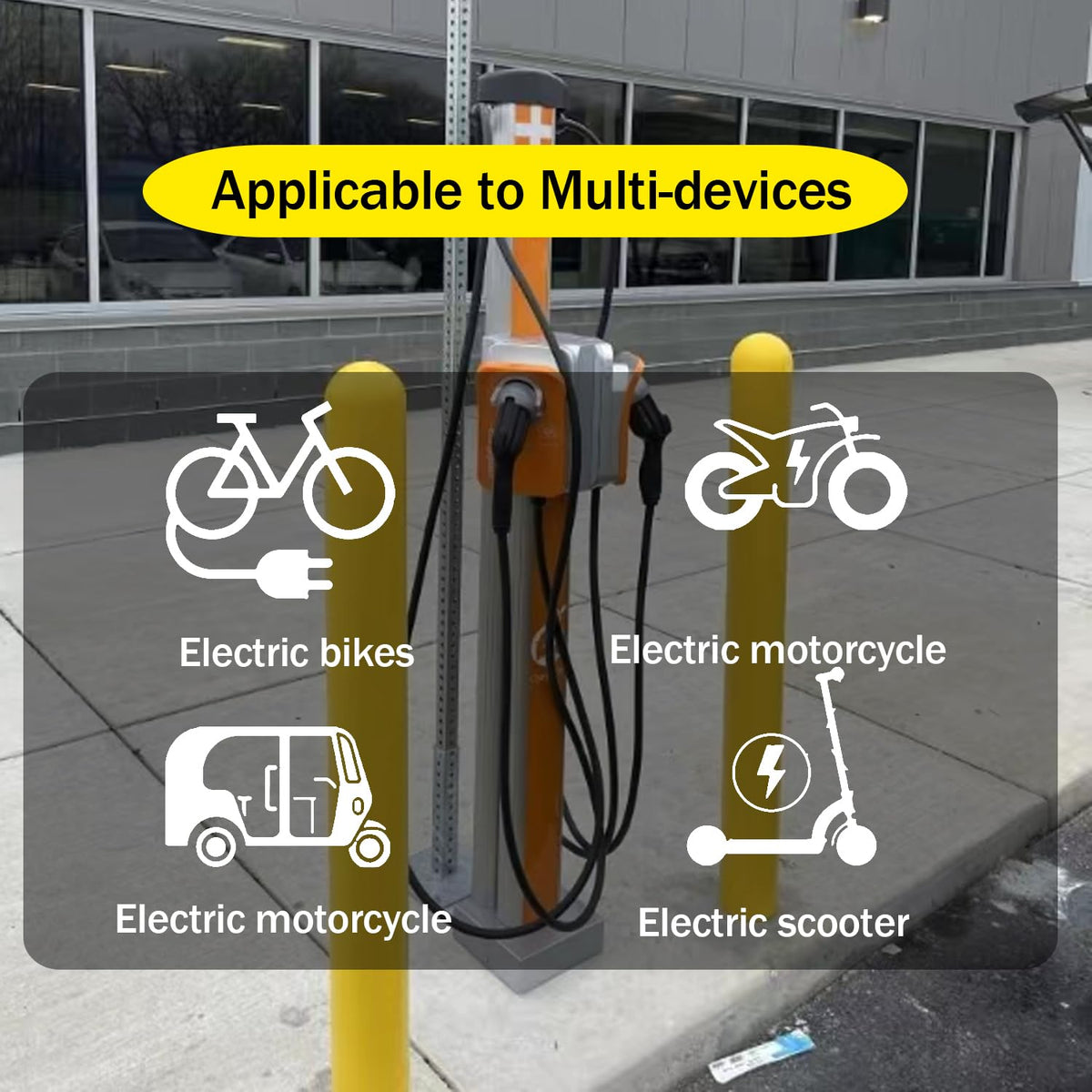 BTUYDTUY adapter in use charging an electric scooter at a public J1772 station