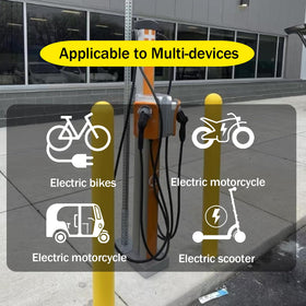 BTUYDTUY adapter in use charging an electric scooter at a public J1772 station