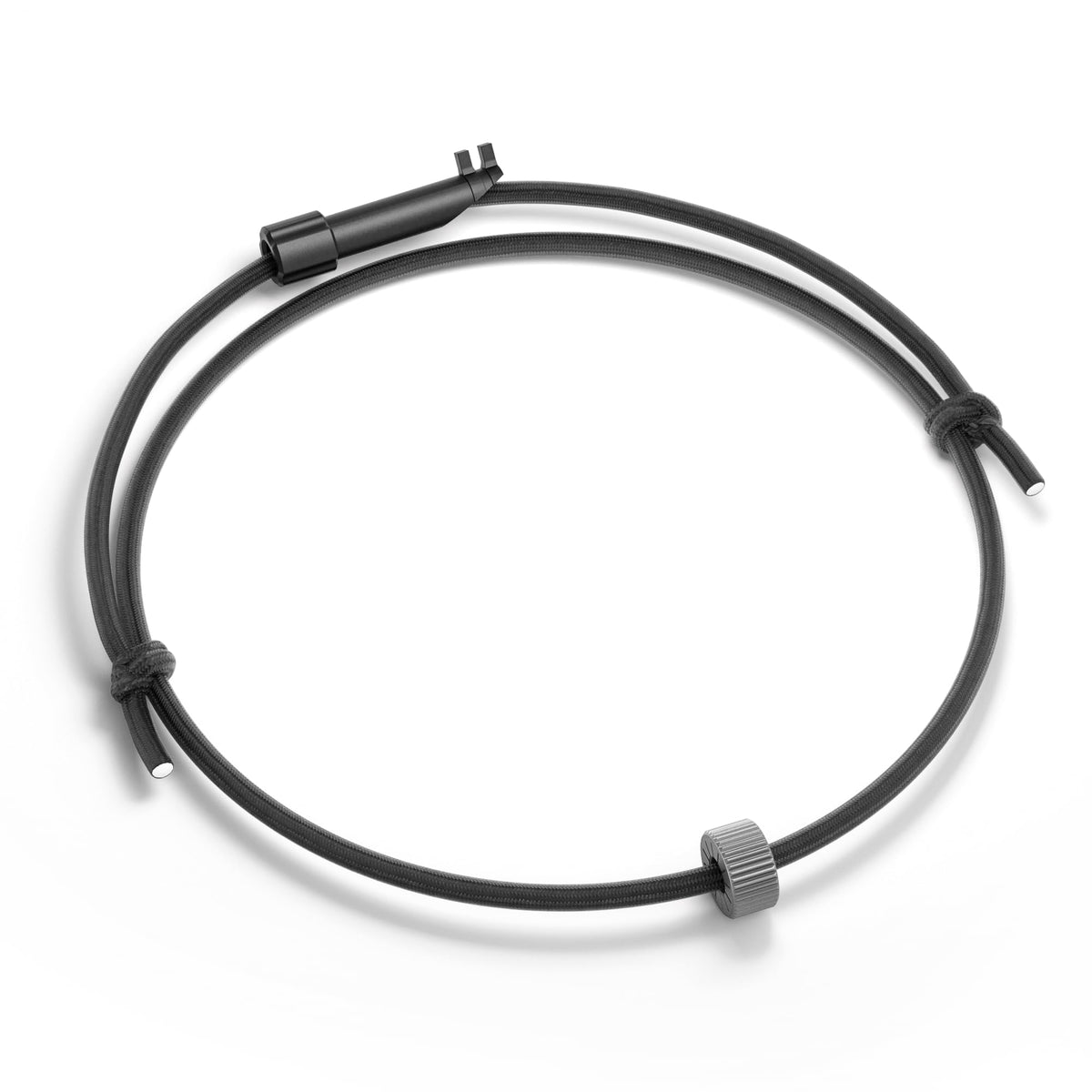 Bucexo bracelet front view showing compact emergency tool and accessibility