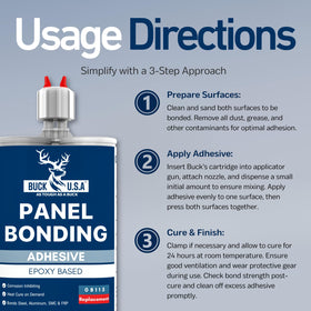 BUCK TAPE bonded panel detail highlighting strong metal-to-metal adhesion benefit