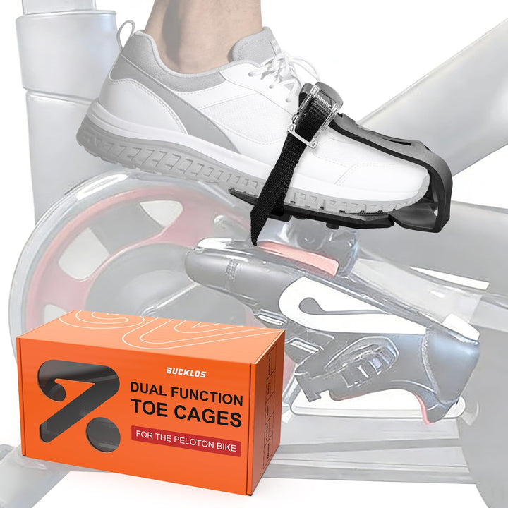 BUCKLOS front view mounted on Peloton showing easy conversion benefit