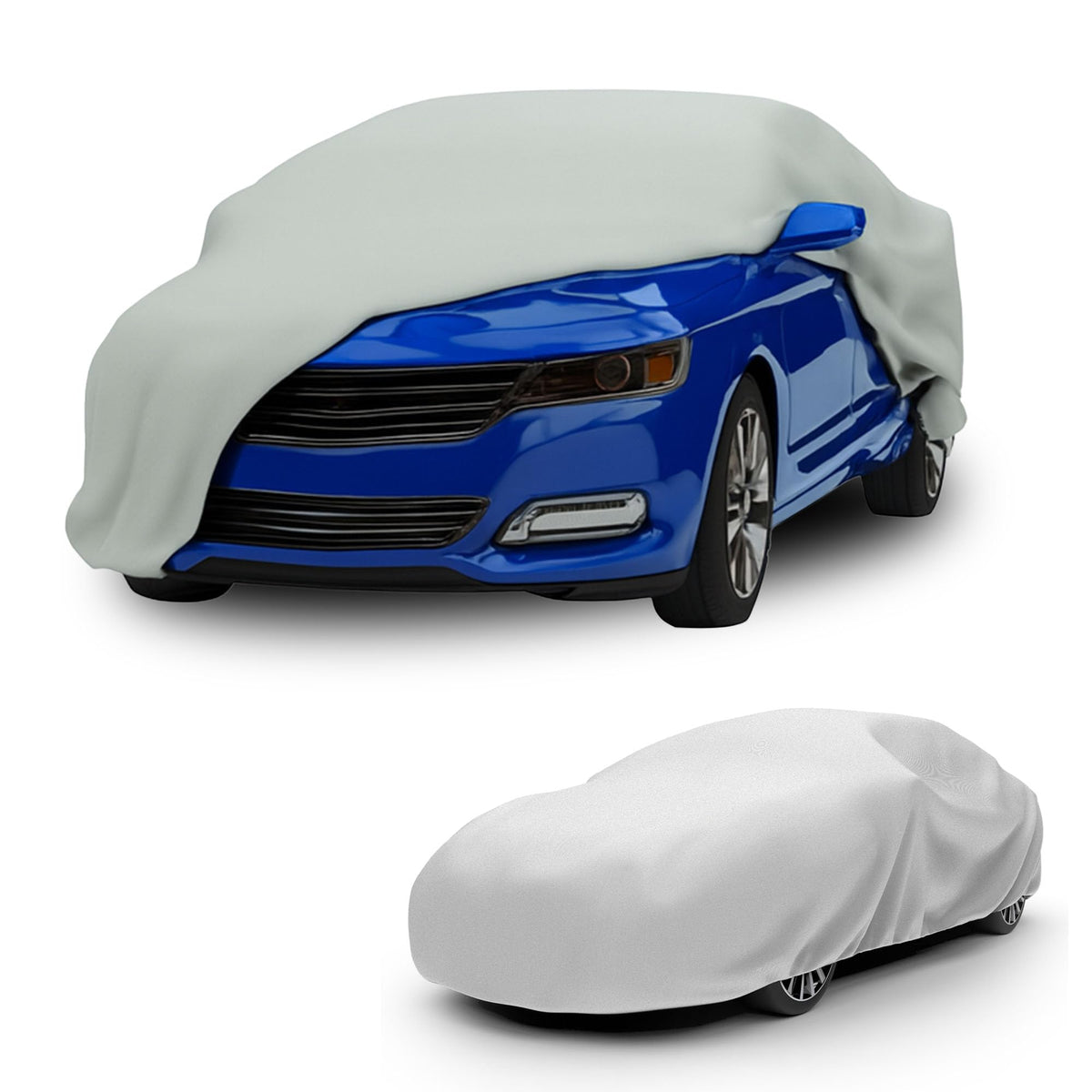 Budge cover front view showing full vehicle protection and easy placement