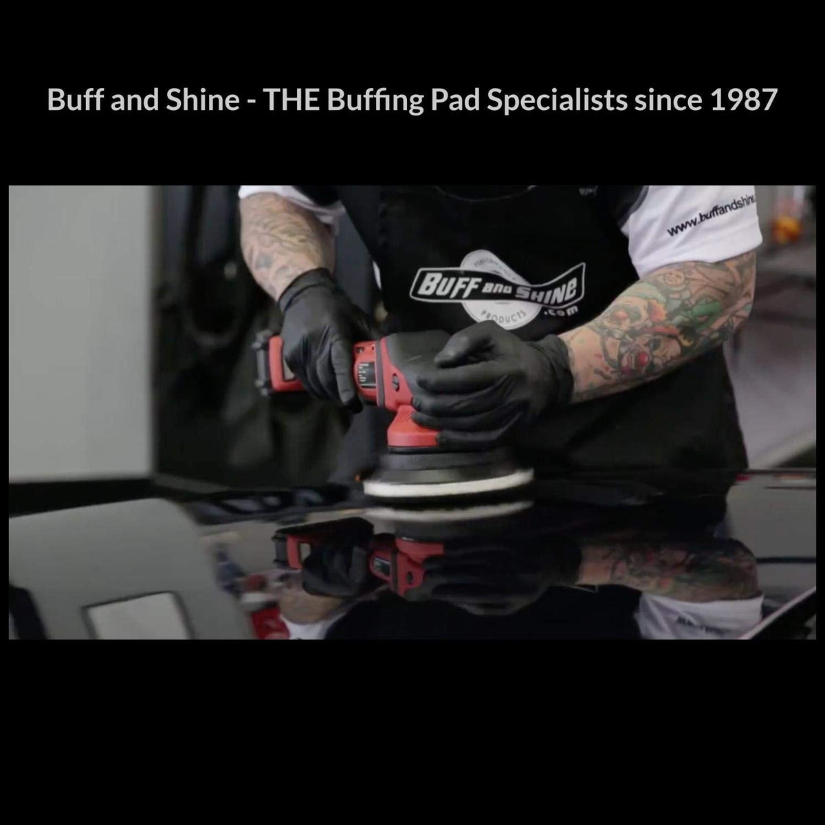 Buff and Shine URO-Fiber stacked pads and packaging showing ready-to-use durable pads