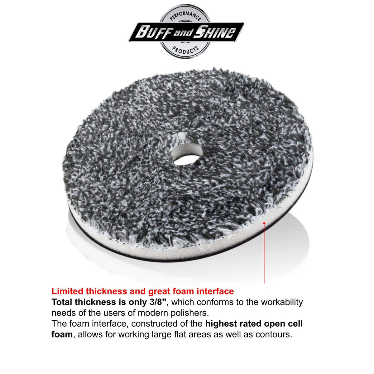 Buff and Shine URO-Fiber size comparison with measuring tape for compact access to tight areas