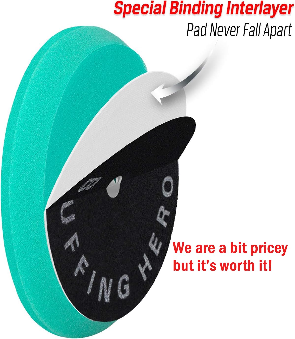 BUFFING HERO foam texture close-up highlighting durable German foam for longer life