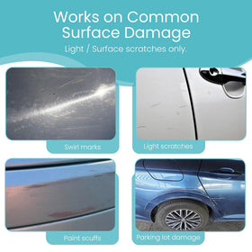 Buffix before and after side-by-side revealing visible scratch reduction