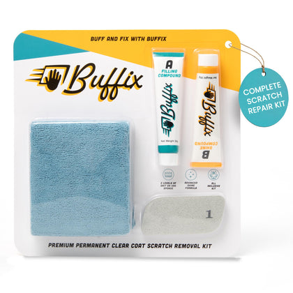 Buffix front packaging showing complete kit and benefit of quick repairs