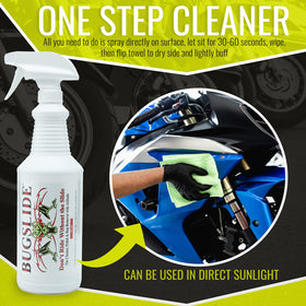 BugSlide applied to boat hull illustrating waterless cleanup and protection