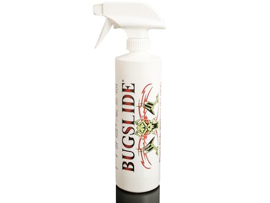 BugSlide spray bottle front showing label and product benefit