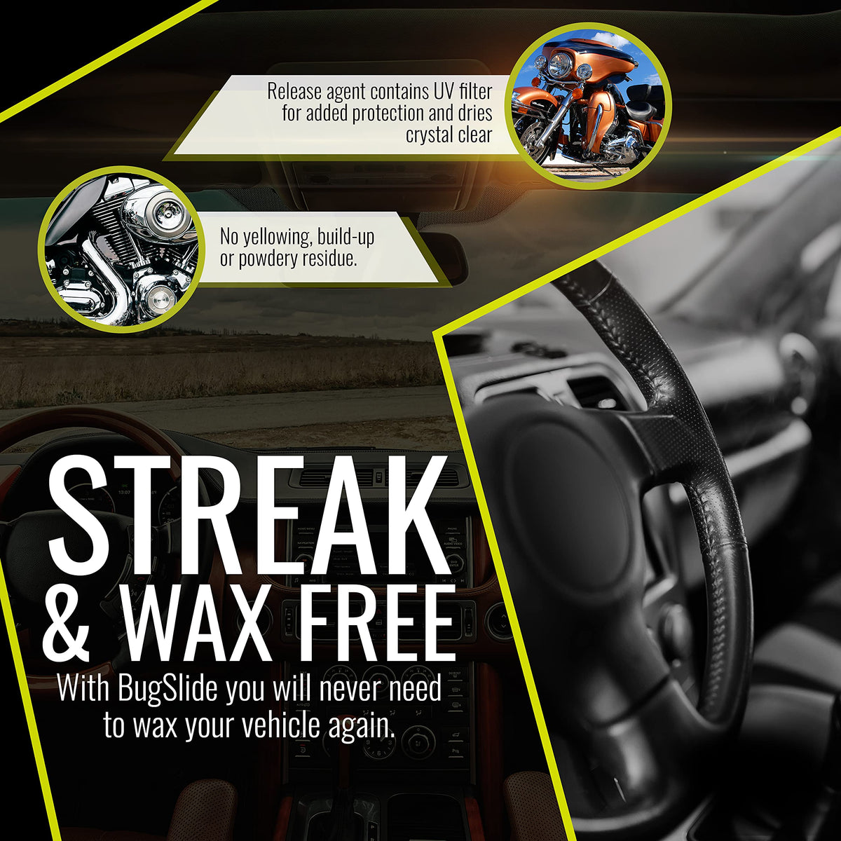 BugSlide polishing a windshield for streak-free visibility and clarity