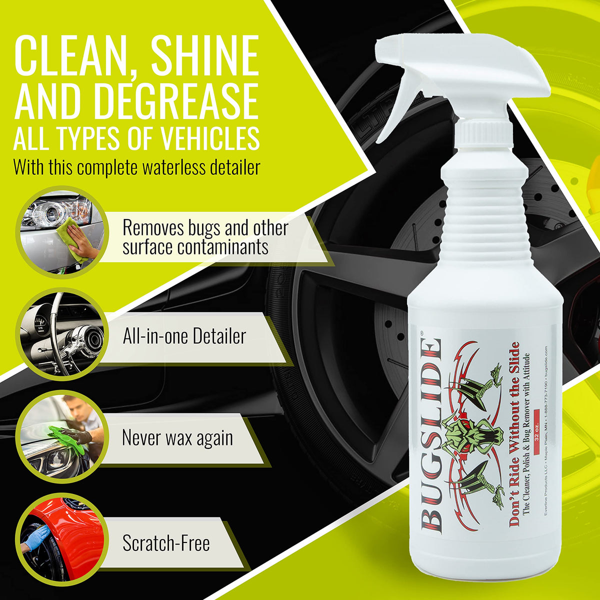 BugSlide cleaned paint surface showing glossy finish and scratch-free result