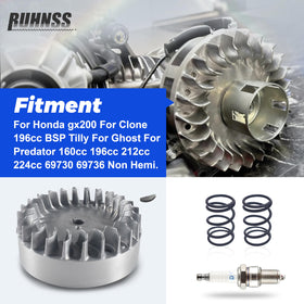 BUHNSS flywheel close-up of integrated fan blades improving engine cooling