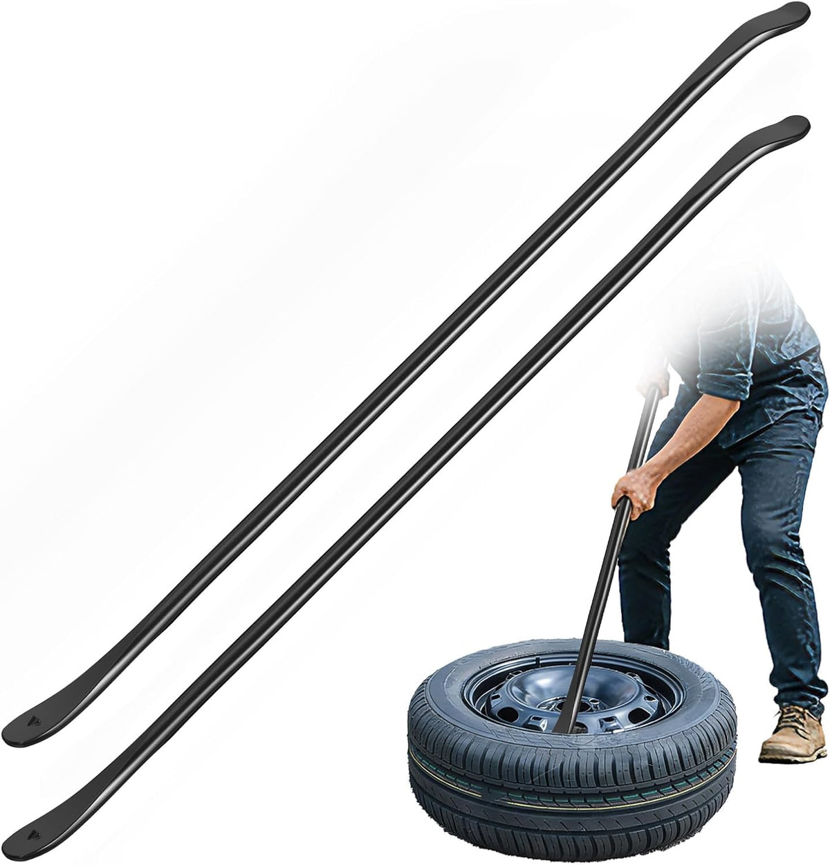 Buhobha front view of 39-inch tire bar showing full length and shape for better leverage